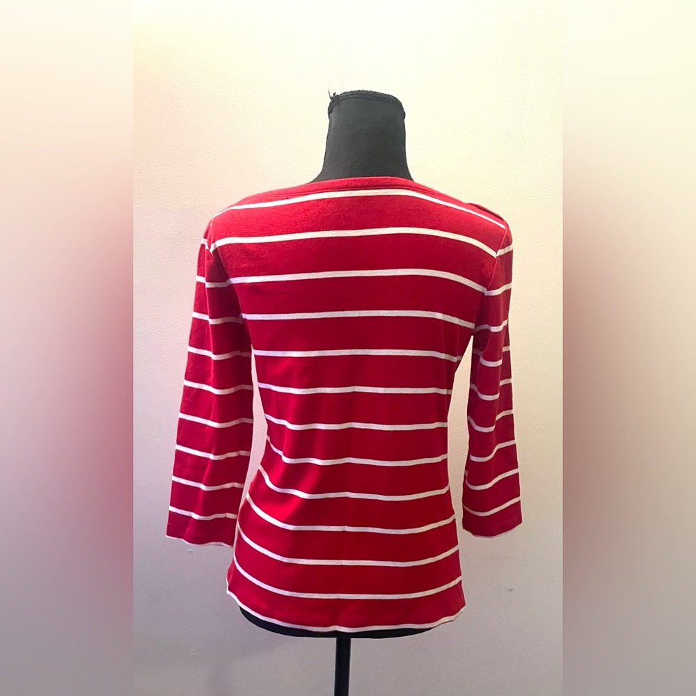 Lands' End- Red and White Striped Long‎ Sleeve Top Size XS - Picture 4 of 7